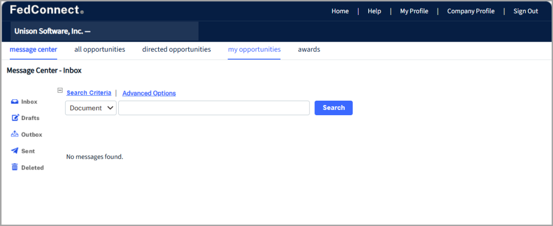 Message Center Inbox Page